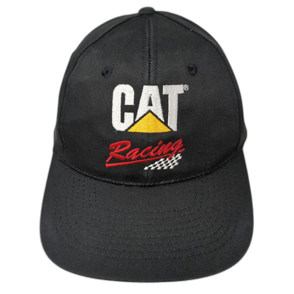 Caterpillar Baseball Cap Black One Size Snapback Racing Embroidered Logo Hat